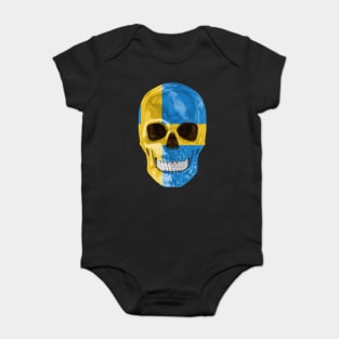 Sweden Flag Skull - Gift for Swede With Roots From Sweden Baby Bodysuit